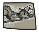 Gray paper cat chasing bat sketch
